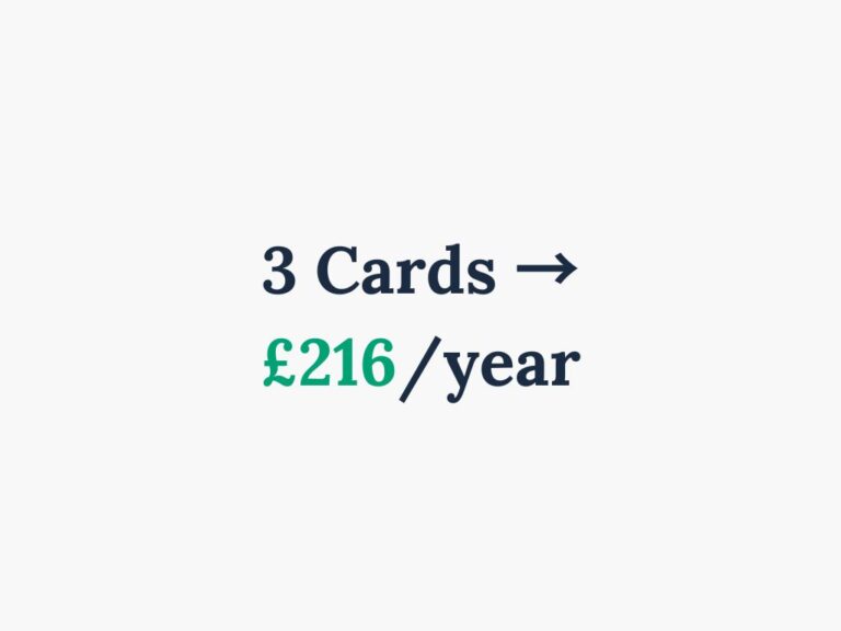 3 cards £216 a year