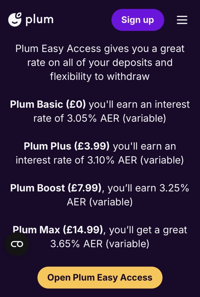 Plum - easy access savings accounts